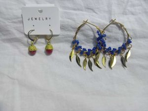 Blue Beaded Gold Leaf Hoop Earrings ✨and a free re