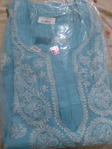 Sky Blue Hand-Embroidered Chikankari Kurta