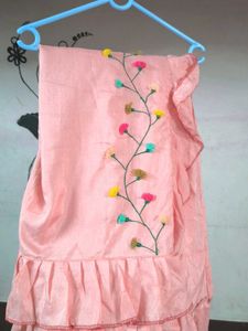 Pink Embroidered saree