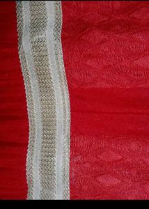 Red Sleeveless Lace &amp; Net Midi Dress