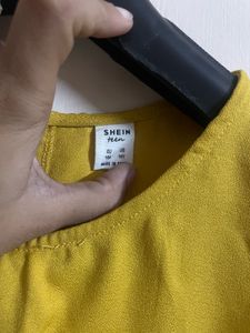 Chic Yellow Ruffle Sleeve Mini Dress