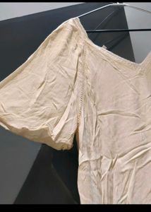 Cream Lace V-Neck Tunic Top