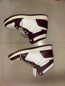 High-Top Sneakers - Burgundy &amp; White