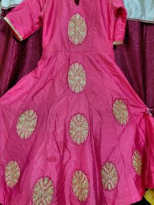 Pink Embroidered Ethnic Gown
