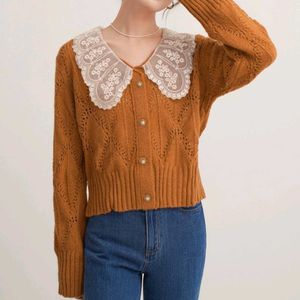 Lace Collar Knit Cardigan