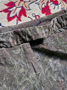 corduroy Embroidered Wide Leg Trousers