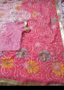 Beautiful Pink Saree with Blouse