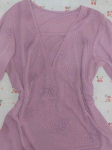 Lilac Sheer V-Neck Top