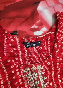 Red Bandhni Kurta