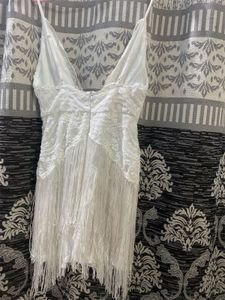 Stunning White Fringed Mini Dress