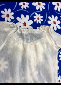 Sheer Off white transy Ruffle Blouse