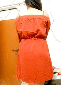 Terra Cotta Off-Shoulder Dress