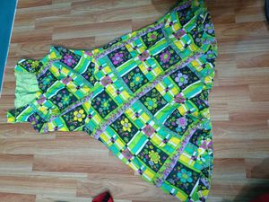 Green Floral Print Skater Dress