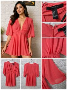 Forever 21 Coral Deep V-Neck Dress