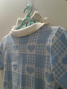 Cute Blue Plaid Heart Top