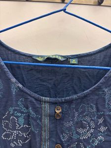 Blue Floral Print Kurta