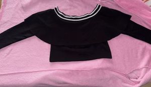 Black Off-Shoulder Ruffle Top