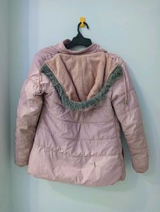 Pink Puffer Jacket with Fur Hood