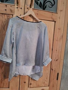 Chic Striped Tie-Neck Blouse