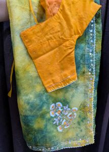Vibrant Tie-Dye Saree with Embellished Blouse