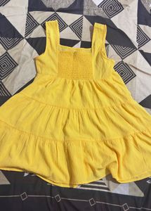 Yellow Smocked Crop Top