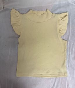 Ruffle Sleeve Ribbed Top