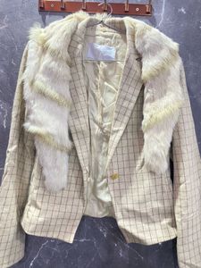 Fur Collar Checkered Jacket
