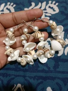 Elegant White Sea Shell Pearl Hoop Earrings for Girls &amp; Women
