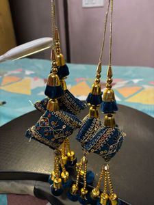 Navy Blue &amp; Golden Lehenga Latkan – Set of 4