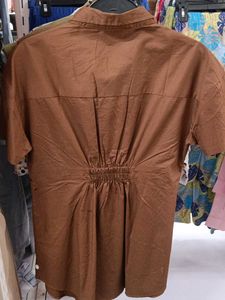 Chic Brown Button-Up Shirt Dress
