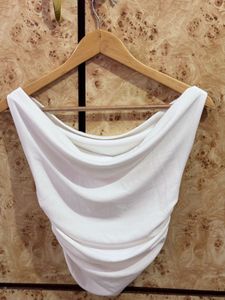 Elegant White Cowl Neck Top