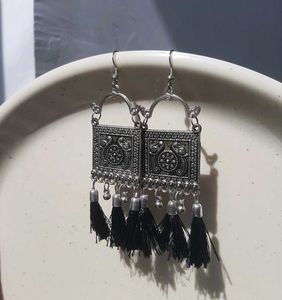 Bohemian Silver Tone Tassel Earrings