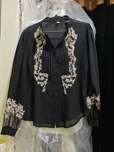 Embroidered Black Blouse