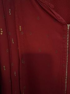 Maroon Embroidered Kurta