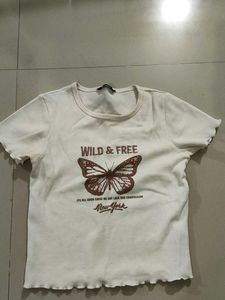 Cream Butterfly Graphic Tee