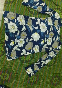 Navy Floral Long Sleeve Top