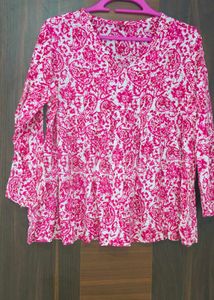 Pink Paisley Print Top