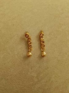 2Pair Elegant Gold Pearl Drop Earrings