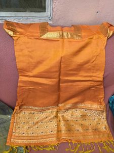 Orange Color Blouse And Dupatta Set For Lehenga