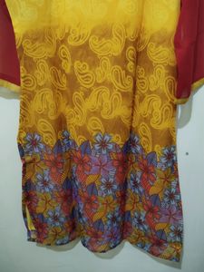 Jainish Floral Mango Print Yellow Red Kurta