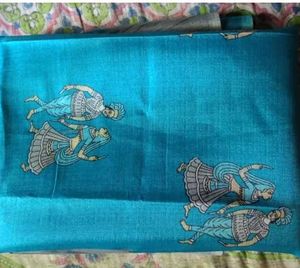 Women Khadi Silk Designer Saree Blue And Grey