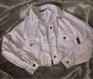 ⋆. 𐙚 ˚ Lilac Cropped Denim Jacket