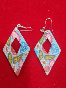 Blue Floral Dangle Earrings
