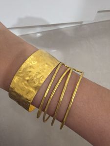 Gold Hammered Cuff Bracelet