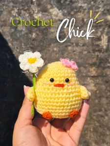 Cute Crochet Chick with Flower