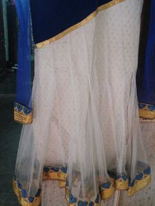 Elegant Blue &amp; White velvet net kurta