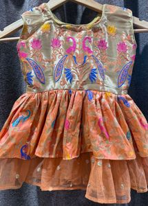 Festive Girls' Brocade Pant Set