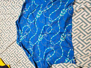 Blue Abstract Print Boxy Shirt