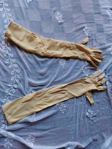 Long Beige Opera Gloves