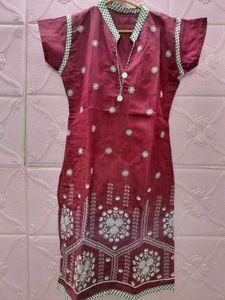 Maroon Embroidered Kurti Top